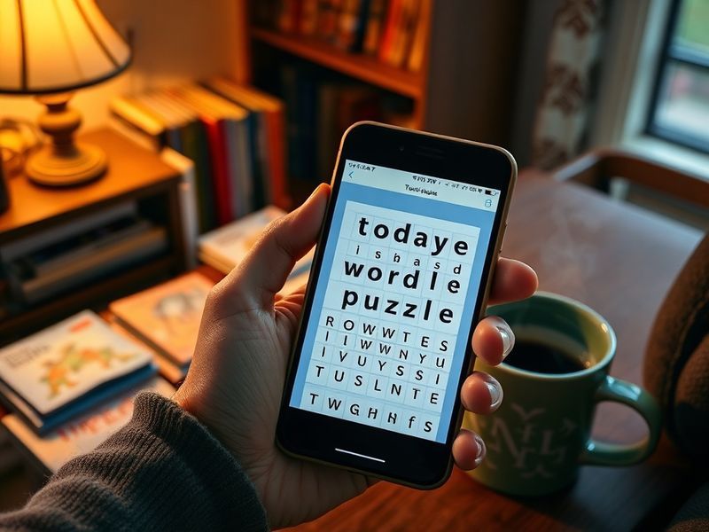 A clean, modern illustration of a Wordle puzzle grid with green, yellow, and gray tiles, set against a minimalist background