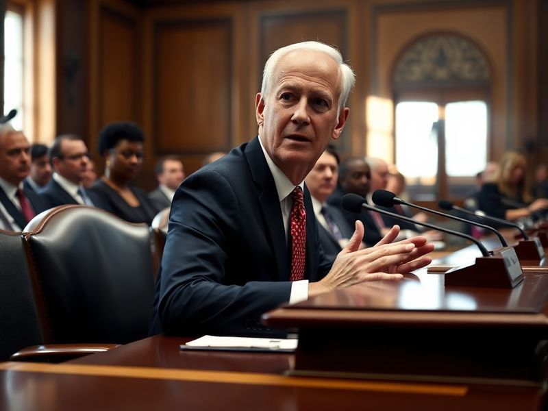 A formal portrait of Rick Scott in a suit, standing in front of the U.S. Capitol building with a serious expression, emphasiz