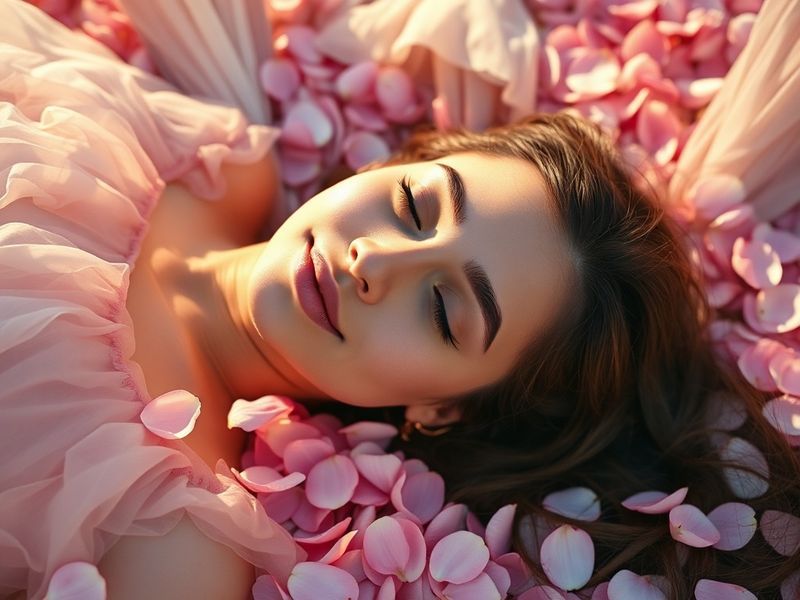 A vibrant flat lay of Ariana Grande's 'petal' beauty products arranged elegantly on a pastel background, featuring lipsticks,