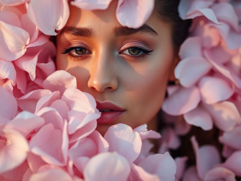 A close-up of a single pink petal against a soft, blurred background, symbolizing fragility and beauty. The petal should appe