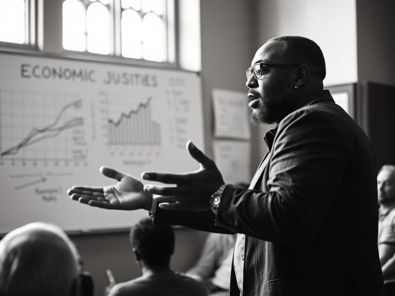 A professional headshot of Damon Jones in a business suit, standing in an office setting with modern decor. The mood is serio