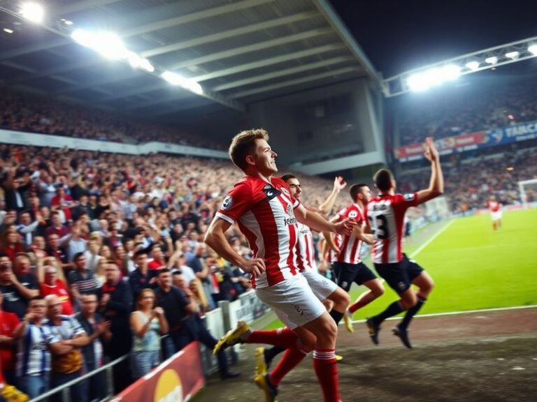 A vibrant shot of St Mary’s Stadium during the match, showing Southampton in blue versus Ipswich in orange, with fans in the