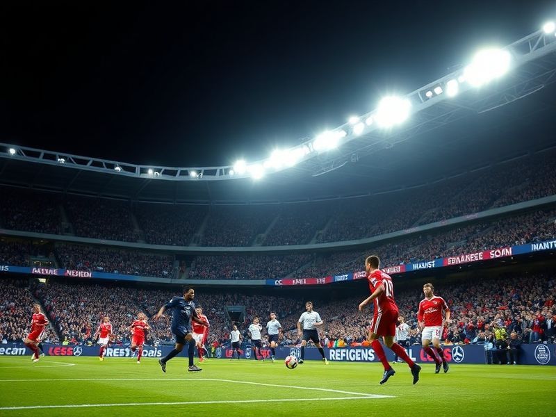 A tense moment from PSG vs Bayern, featuring Bayern players celebrating a goal while PSG players look dejected on the field.