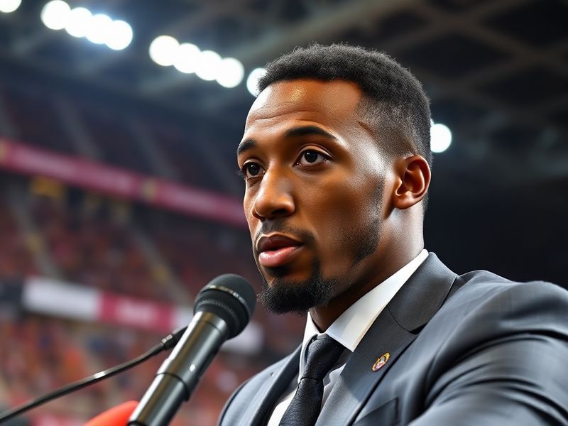 A dynamic action shot of Vincent Kompany in a Burnley training session, wearing a black hoodie and blue tracksuit, surrounded