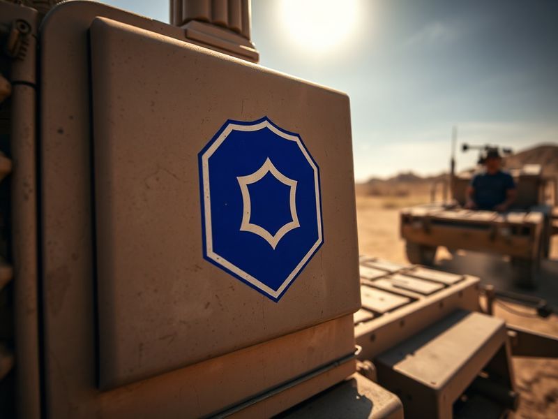 A futuristic digital shield glowing in a dark server room, with holographic lines of code flowing around it. The shield is bl