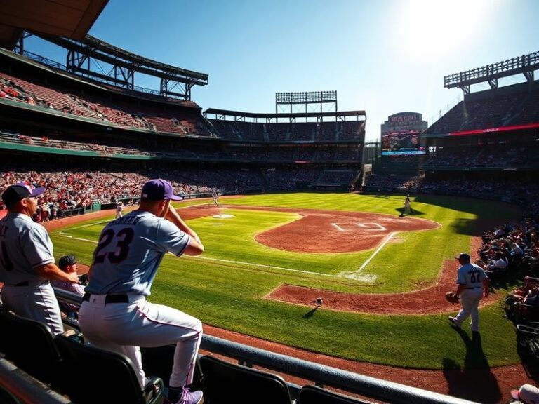 A split-image visual featuring Coors Field in Denver (with mountains in the background) on one side and Great American Ball P