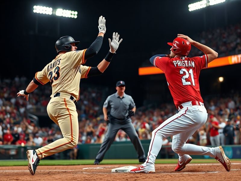 A split-screen image showing Oracle Park in San Francisco on one side, with fans in black and orange gear, and Citizens Bank
