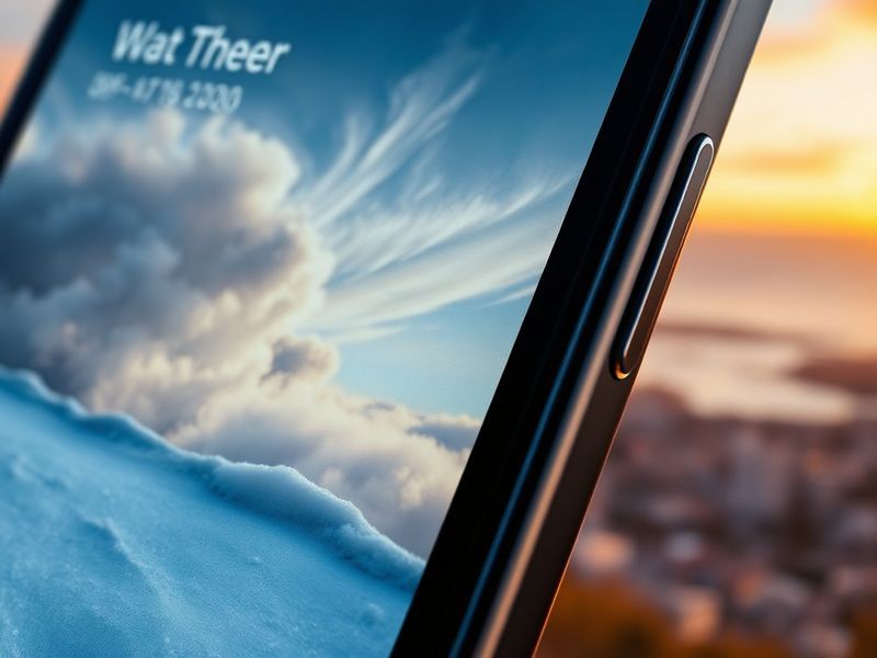 A split-screen image showing the Apple Weather app on an iPhone screen with dynamic weather wallpaper on one side and a globa