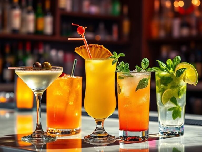 A vibrant, bustling global market scene featuring diverse drinks: a steaming cup of Ethiopian coffee, a Japanese tea ceremony