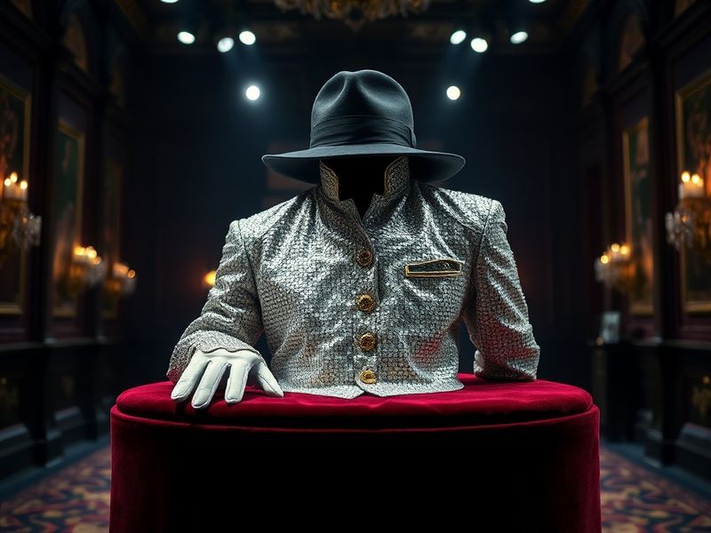 A split-image composition showing Michael Jackson performing on stage during his peak in the 1980s on the left, juxtaposed wi