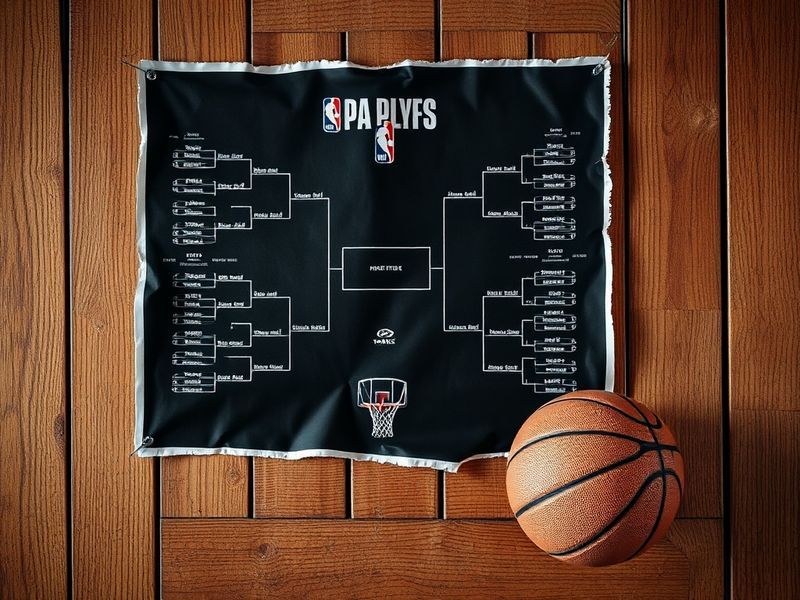 A diverse group of fans from different countries gathered around a large screen, cheering during an NBA playoff game, with di