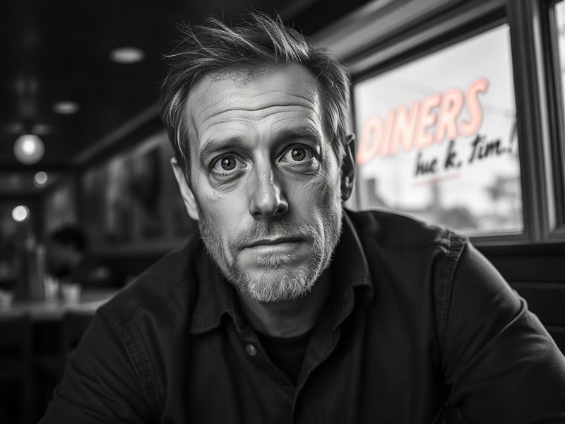 A split-screen image of Erik Per Sullivan as a child in 'Finding Nemo' (left) and as an adult in a casual setting (right). Th