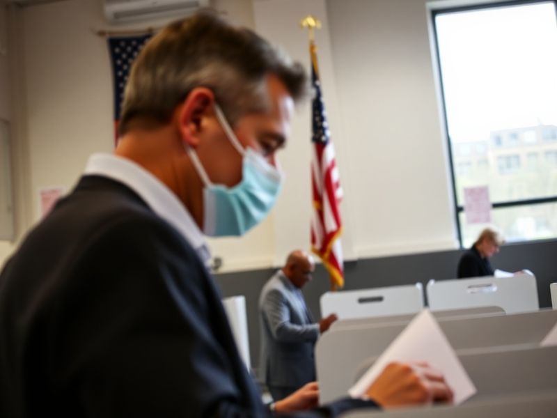 A split-image illustration showing Gavin Newsom on one side and his Republican challenger on the other, with a background of