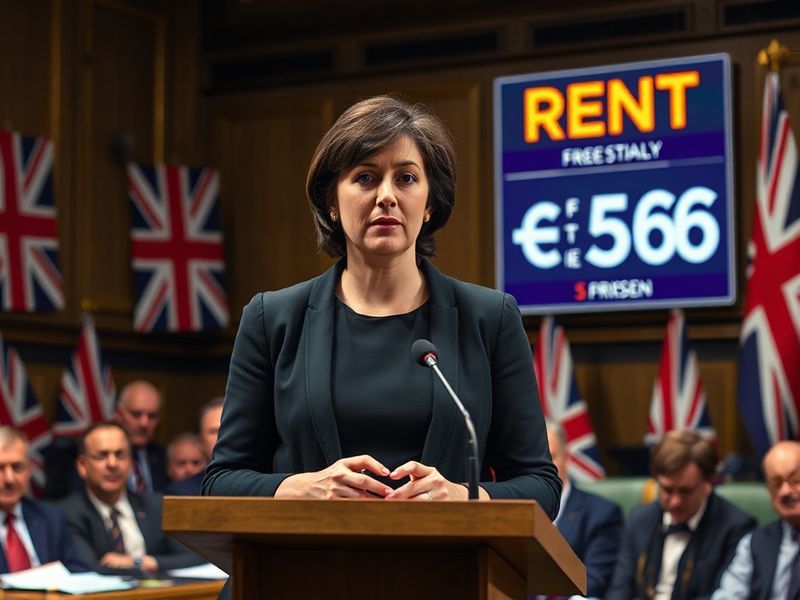 A split-image illustration showing a distressed tenant holding a rent notice on one side, and a concerned landlord reviewing