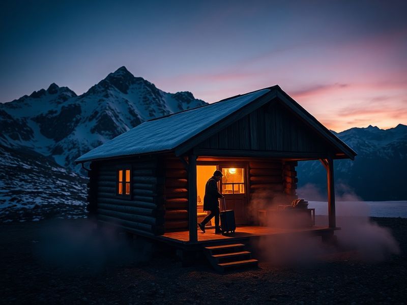 A couple standing back-to-back on a snowy mountain peak during sunset, symbolizing isolation and the end of a relationship. T