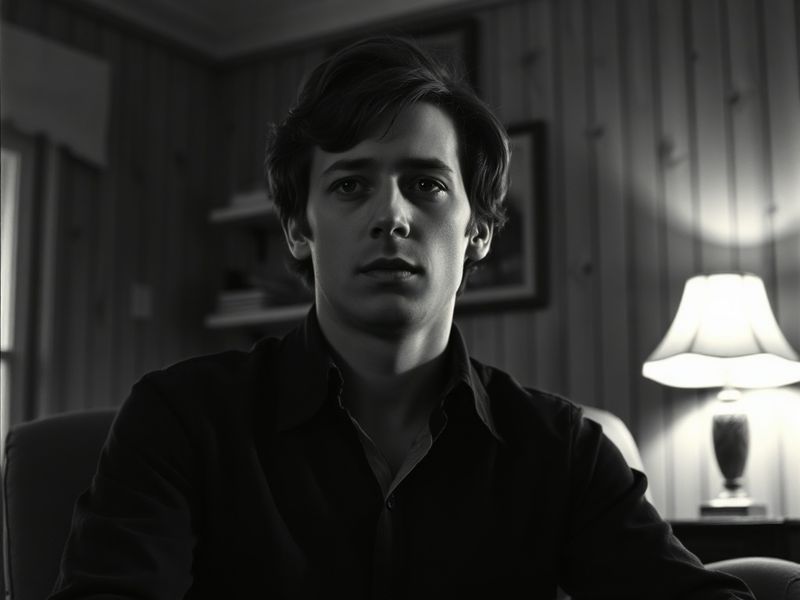 A candid photo of Erik Per Sullivan in his early teens, wearing a simple sweater and smiling softly, set against a neutral ba