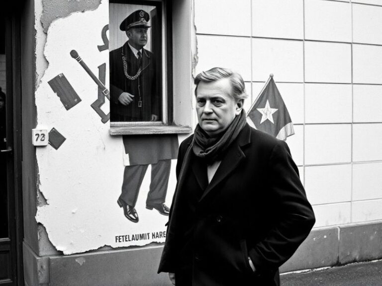 A split-image visual contrasting two scenes: one of a surveillance camera in a public square (symbolizing institutional obser