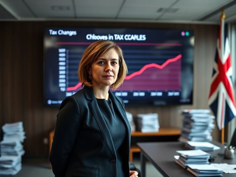 A split-image illustration showing a middle-class family reviewing bills on one side and a corporate boardroom discussing tax