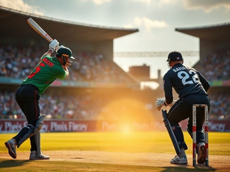 A packed cricket stadium in Dhaka during the Bangladesh vs New Zealand Test match, with players in action on a turning pitch