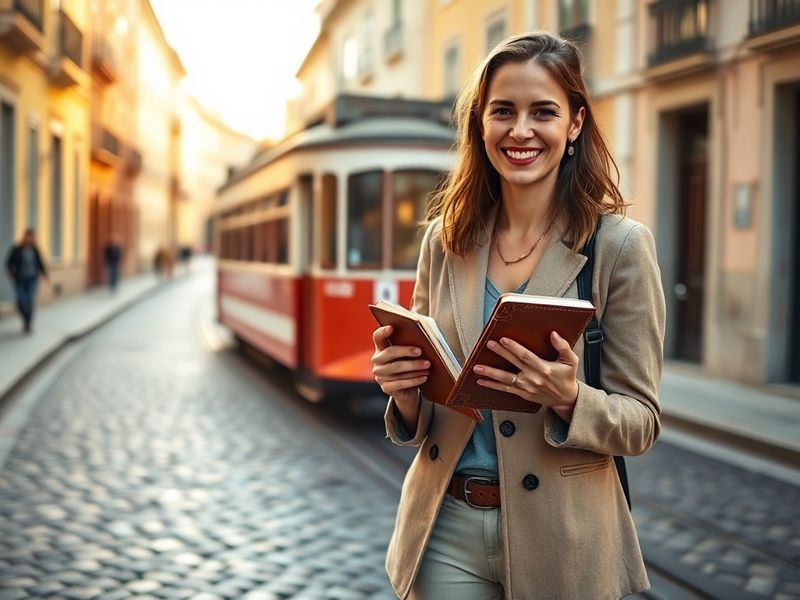 A dynamic shot of Rachel Kerr hiking through a lush, mountainous landscape, wearing practical outdoor gear, with a backpack a
