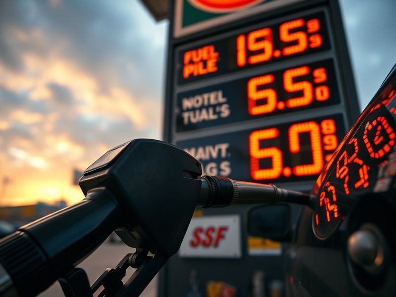 A split-image showing a crowded gas station in Los Angeles during a price surge and a quiet solar-powered charging station in