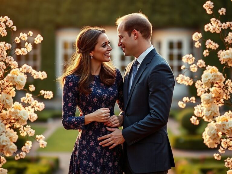 A serene black-and-white photograph of Kate Middleton seated in the Sunken Garden at Kensington Palace. She wears a simple hi
