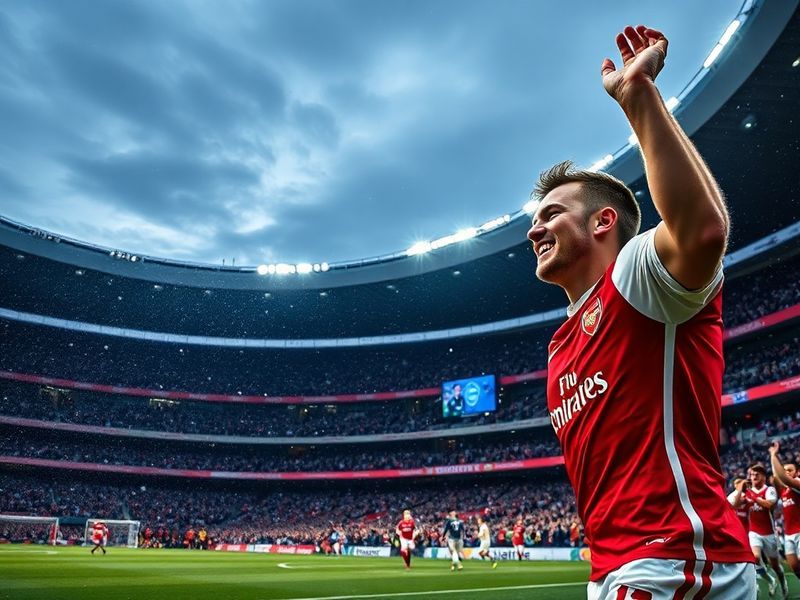 A wide-angle shot of the Emirates Stadium during the Arsenal vs Leicester City match, capturing the intensity of the game wit