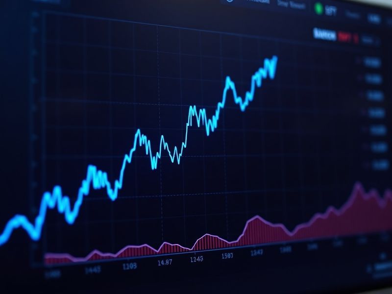 A split-screen image showing a rising stock chart on one side and Microsoft’s headquarters in Redmond on the other, with a fu