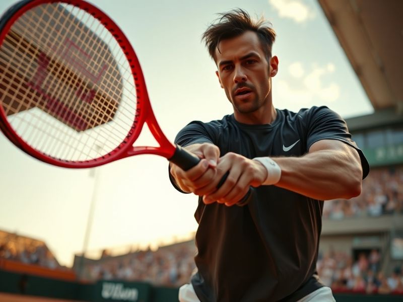 A dynamic action shot of Arthur Fils on court at the Australian Open, mid-forehand swing with intense focus, wearing the Fren