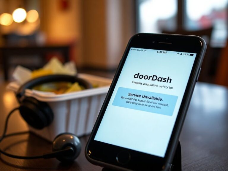 A split-screen image: on the left, a frustrated person staring at a loading DoorDash app on a phone; on the right, a DoorDash
