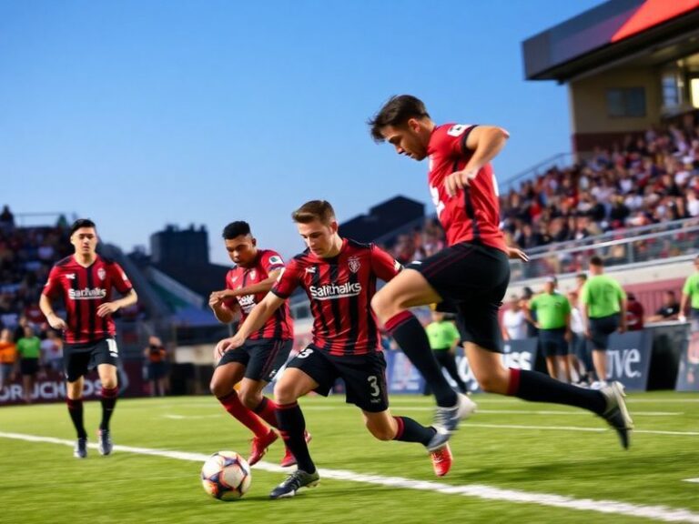 A vibrant night-time shot of Weidner Field during a Colorado Springs Switchbacks FC match, showing fans cheering in the stand