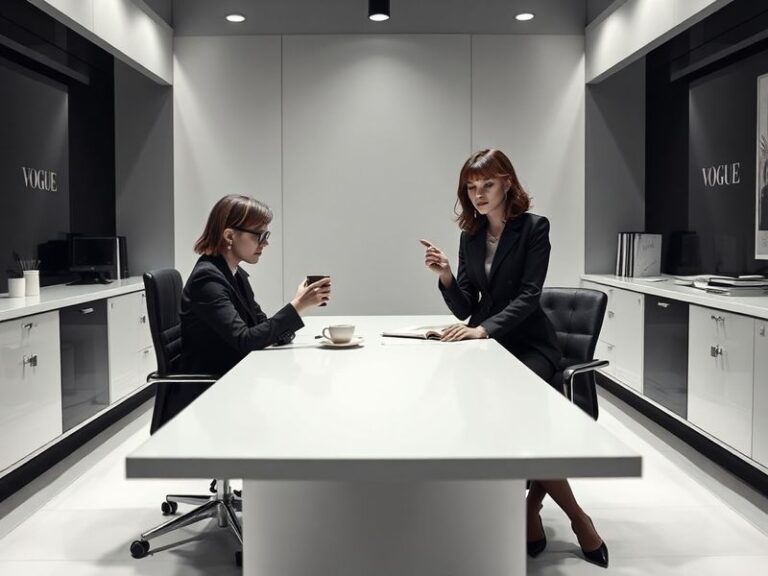 A stylized movie poster for 'The Devil Wears Prada 2' featuring Florence Pugh and Anne Hathaway in high-fashion attire, set a