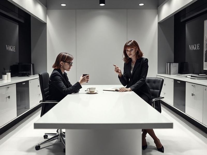 A stylized movie poster for 'The Devil Wears Prada 2' featuring Florence Pugh and Anne Hathaway in high-fashion attire, set a
