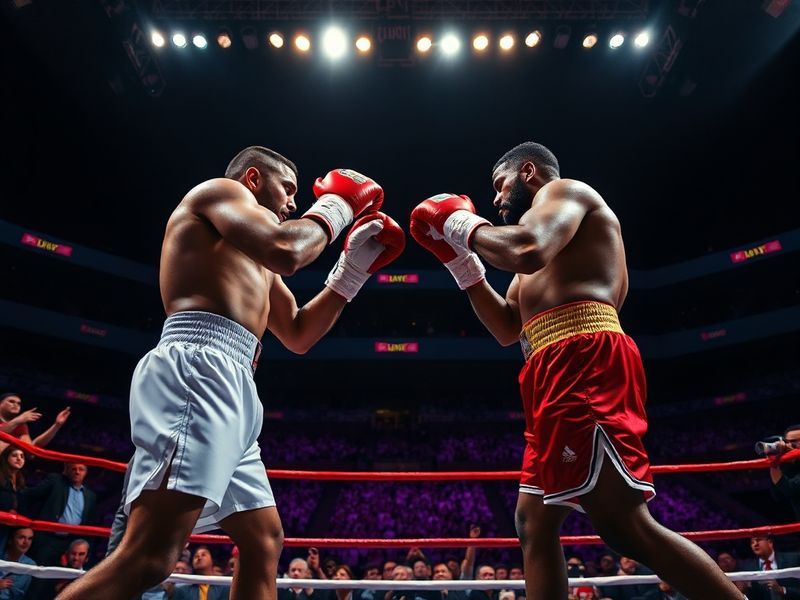 A split-screen image of Jose Benavidez (left) and Juan Francisco Estrada (right) in their respective fight gear, mid-action p