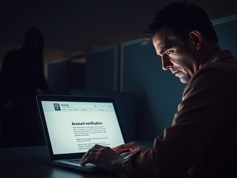 A split-screen illustration showing a legitimate email interface on one side and a deceptive phishing email mimicking the sam