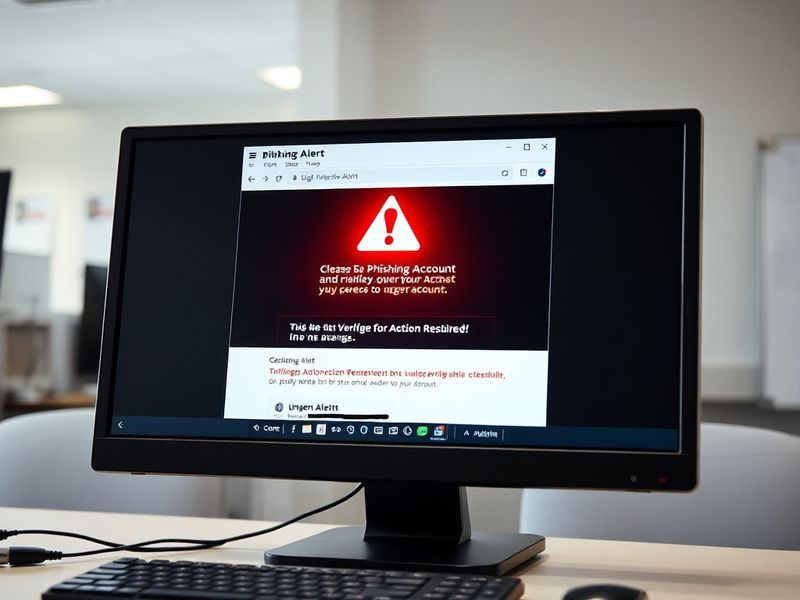 A split-screen illustration showing a realistic phishing email on one side and a suspicious magnifying glass highlighting red