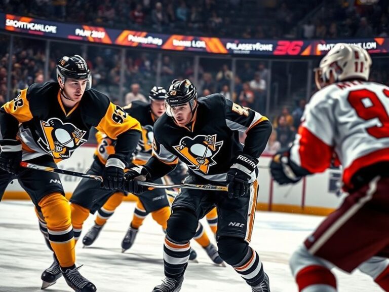 A split-screen image of the Penguins and Flyers logos facing off on an ice rink, with Pittsburgh’s skyline and Philadelphia’s