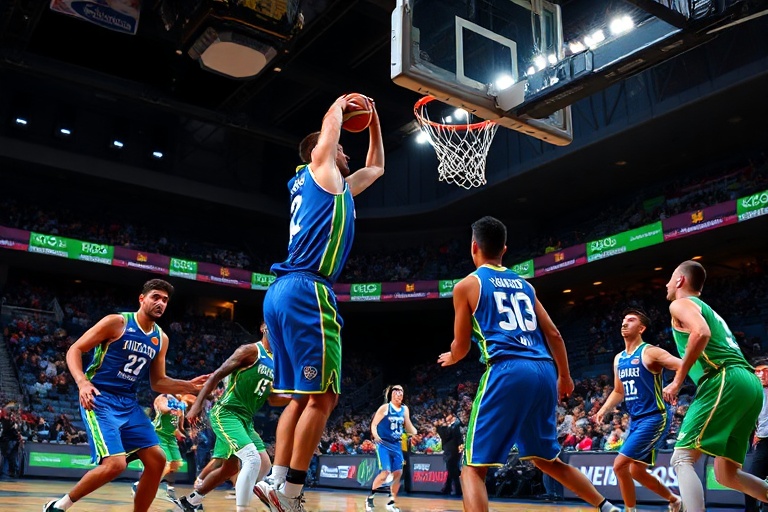A split-screen image showing Sparks on the left with bright, fast-paced action and Fever on the right with precise, strategic