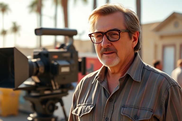 A professional headshot of Andrew Lewin speaking into a podcast microphone, with an ocean background and a subtle graphic of
