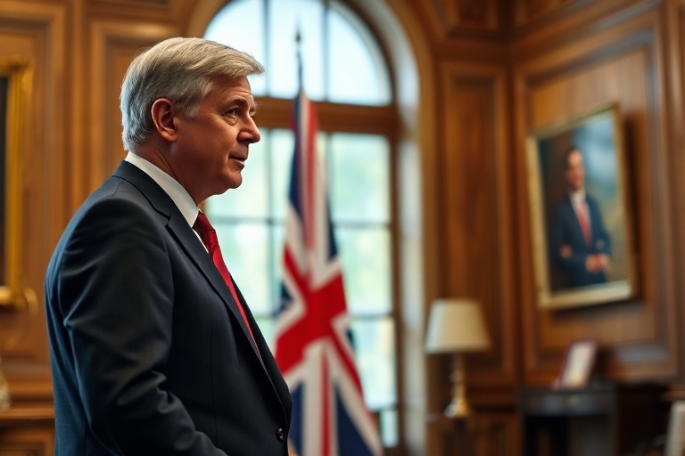 A formal meeting between a foreign secretary and international counterparts at a roundtable, with flags and interpreters visi