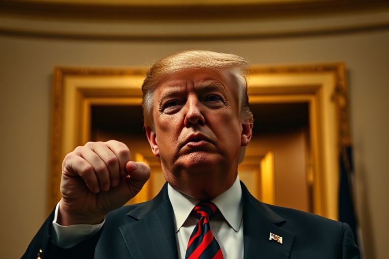 A split-screen image showing Trump speaking at a podium on one side and a smartphone displaying a viral social media post on