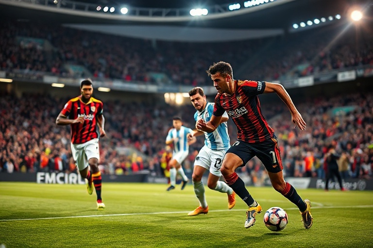 A dynamic action shot of Neco Williams in a Liverpool kit, sprinting down the right flank with the Anfield crowd blurred in t