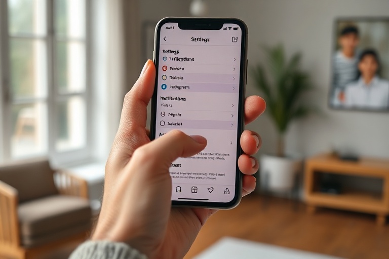A smartphone screen displaying Instagram's settings menu with the Instants toggle highlighted. The background shows a dimly l