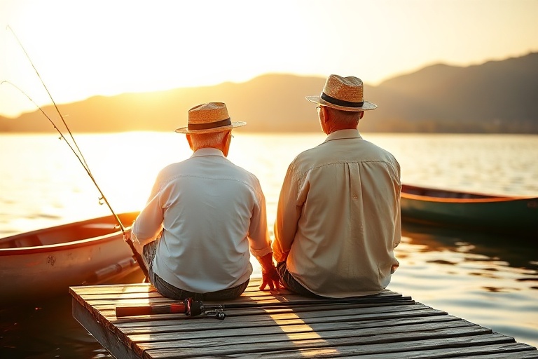 A serene coastal scene at sunset featuring a couple walking along the beach with luggage, symbolizing freedom and travel in r