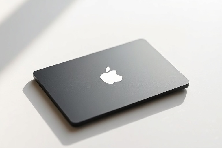 A sleek Apple Card resting on an iPhone screen, with the Wallet app open showing transaction history and rewards breakdown. T