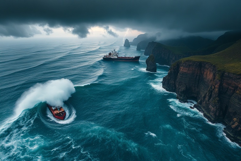 A split-image illustration showing contrasting global weather effects: on the left, a flooded street in South America with he