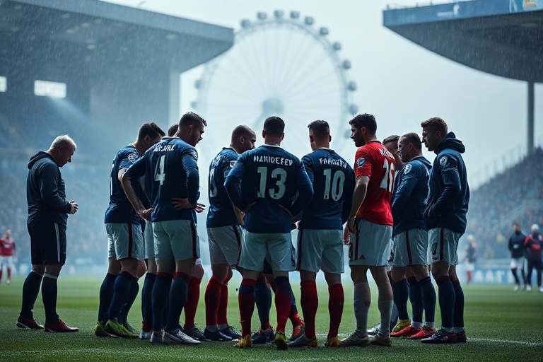 A panoramic view of Wembley Stadium filled with fans in FA Vase scarves, with players from Ascot United celebrating on the pi