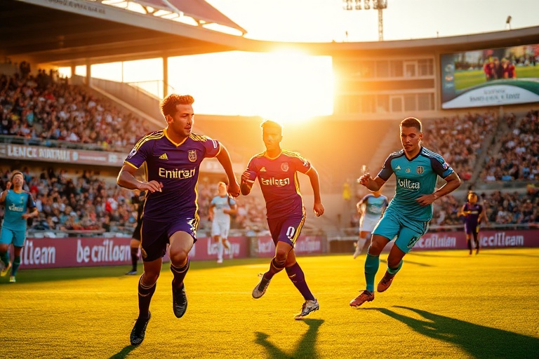 A dynamic action shot of Arsenal players celebrating a goal at the Emirates Stadium, with Burnley players in the background l