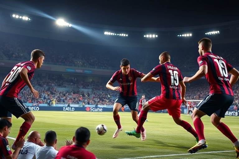 A dynamic action shot of Arsenal players celebrating a goal at the Emirates Stadium, with Burnley players in the background l