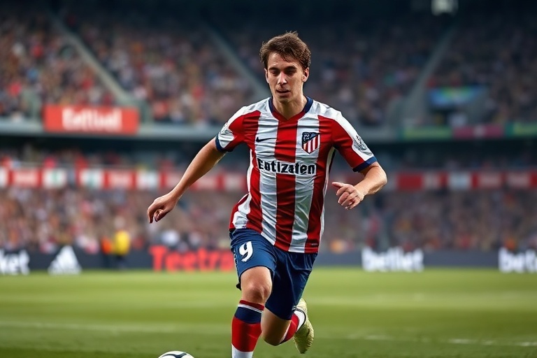 A dynamic action shot of Antoine Griezmann in an Inter Miami kit, mid-dribble with defenders closing in, captured during a hi